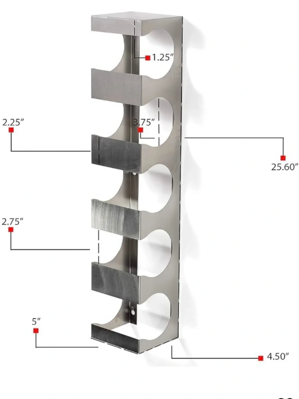 MCM Stainless Steel Wine Rack Wall Mounted, Wine Bottle Holder for 5 Bottles
